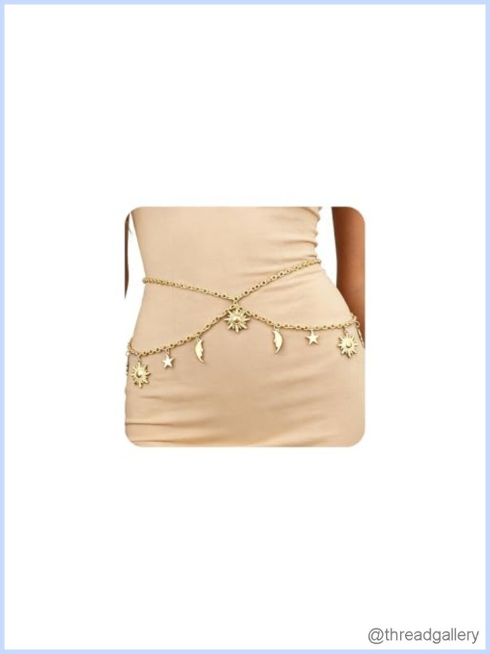 Gold Waist Chain Body Jewelry Sun Moon Star Belt